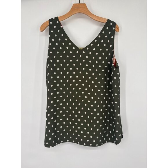 Chicos 2 Floral Polka Dot Reversible Tank Top Size large Polyester Sleeveless ne - Picture 4 of 4